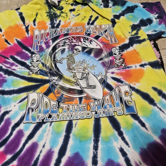 Rockaway Beach Ride The Waves Flaming Jim's tee - Picture 2 of 4